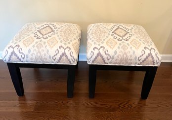 Set Of 2 Upholstered Wood Based Ottomans