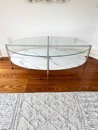 Coaster Oval Glass Top Coffee Table With Marble Bottom Shelf