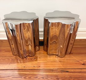 Pair Of Sunpan Silver End Tables