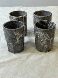 Set Of 4 Gray Marble Cups