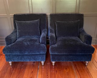 Pair Of 2 Blue Coaster Upholstered Armchairs