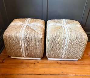 Pair Of Universal Home Rope Covered Ottomans