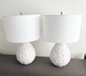 Pair Of Ceramic White Lamps