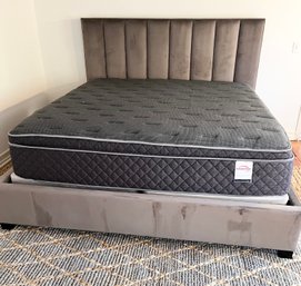 Coaster Gray Upholstered King Size Bed With Coaster Jaden II Pillow Top Mattress