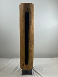 Antique Hand Carved Gong On Metal Stand