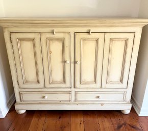 LARGE Wood Bifold Door Distressed Cabinet