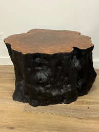 Blackened Lychee Wood Trunk End Table