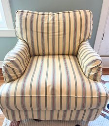 Upholstered Slip Cover Striped Club Chair By Rowe Furniture