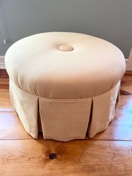 Upholstered Round Ottoman With Iron Base