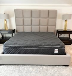 Gray King Coaster Upholstered Platform Bed With Coaster Mattress