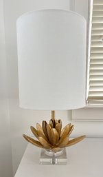 Gold Gilded Table Lamp With Lucite Base