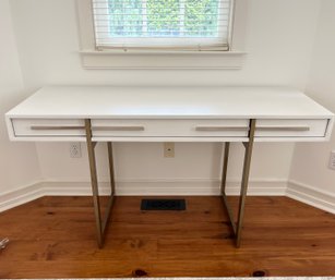 White Desk With Brass Base And Hardware By Universal Furniture