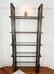 5 Tier Metal Shelving Unit With Glass Shelves