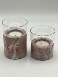 Rose Marble Candle Holders