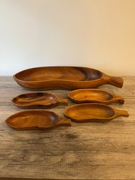 Set Of 5 Decorative Wood Bowls