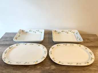 Set Of 4 Anchor Floret Baking Dishes