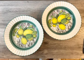 Pair Of Garantito Per Alimenti Ceramica Due Torri Lemon Serving Bowls