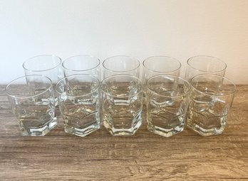 Set Of 10 Rocks Glasses (hectagon Shape)