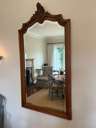 Antique Hand Carved French Mirror With Beveled Glass