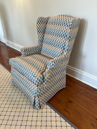 Antique Wingback Chair In Modern Upholstery