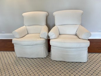 Pair Of White Upholstered Chairs