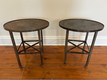 Pair Of Antique Metal Oval Side Tables