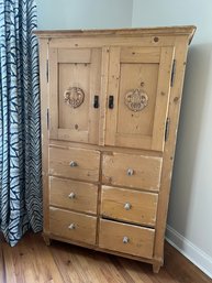 Antique Pine Cabinet With 6 Drawers