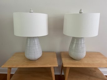 Pair Of Stone Cream And Gray Table Lamps