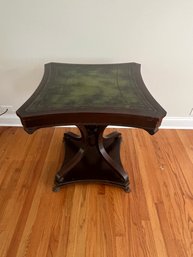 Mahogany Leather Top Brass Claw Foot Pedestal Table