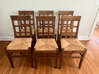 Set Of 6 Italian Rushed Seat Chairs