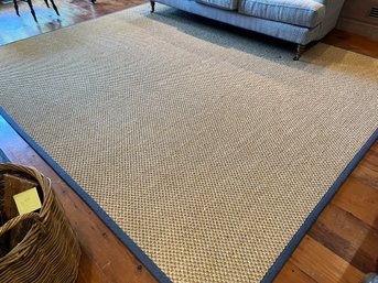 Jute 11x9 Area Rug With Blue Trim