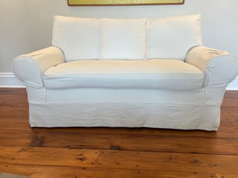 White Upholstered Love Seat