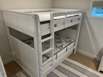 Set #2 Ecoflex Full Size White Trundle Bunk Bed With Mattresses