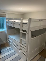 Set #1 Ecoflex Full Size White Trundle Bunk Bed With Mattresses