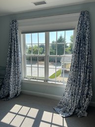 Lot #4 Of 4 Periwinkle And White Blackout Curtains