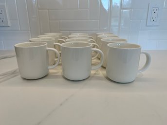 Set Of 12 White Ceramic CB2 Mugs