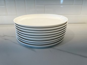 Set Of 9 CB2 White Ceramic Salad Plates
