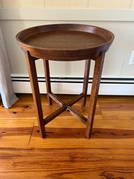 Crate And Barrel Wood Round Side Table With Removable Top