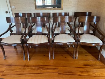 Set Of 8 Regency Style Upholstered Dining Chairs