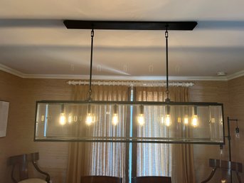 6 Light Black Rectangular Pendant Chandelier