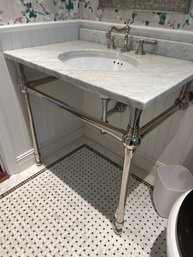 Carrera Marble Top Vanity With Chrome Base With Faucet