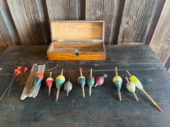 Lot Of Vintage Wooden Fishing Floats And Bobbles