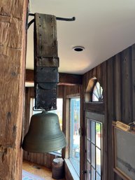 Antique Bell On Thick Leather Strap With Wall Bracket