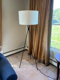 Black Tripod Floor Lamp With White Shade