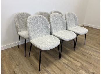 NEW! Modshop Set Of 6 Gray Upholstered Dining Chairs