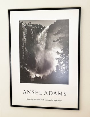 Ansel Adams 1990 Yosemite National Park Centennial Poster (Bridal Veil Falls) - Framed