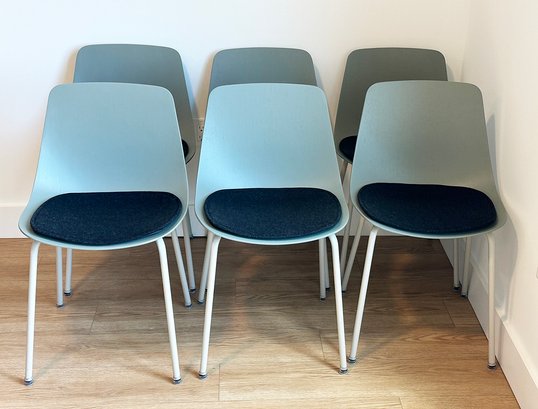 Set Of 6 - Blu Dot Clean Cut Dining Chairs - In Green/Grey - Excellent - Cost $1770 ($295/Ea)