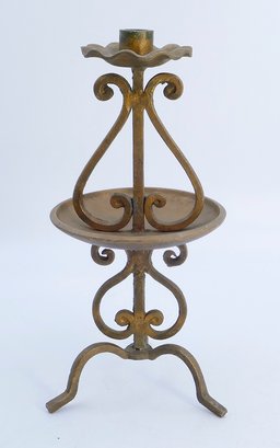Vintage Wrought Iron Floor / Table Candle Holder