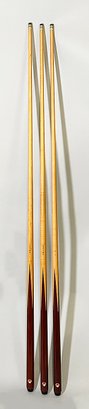 Set Of 3 Dufferin 19oz Maple Leaf Pool Cues - In Very Good Condition