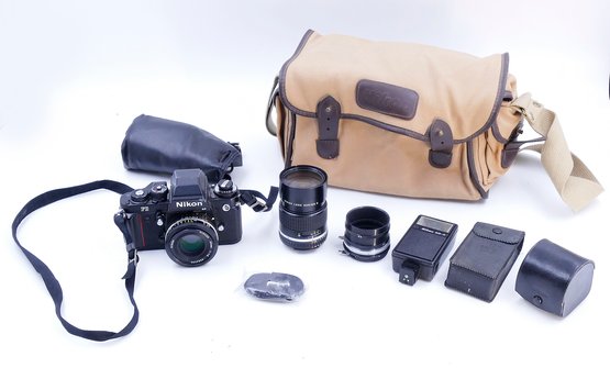 Nikon F3 35mm Film Camera With 2 Lenses, Accessories, Case